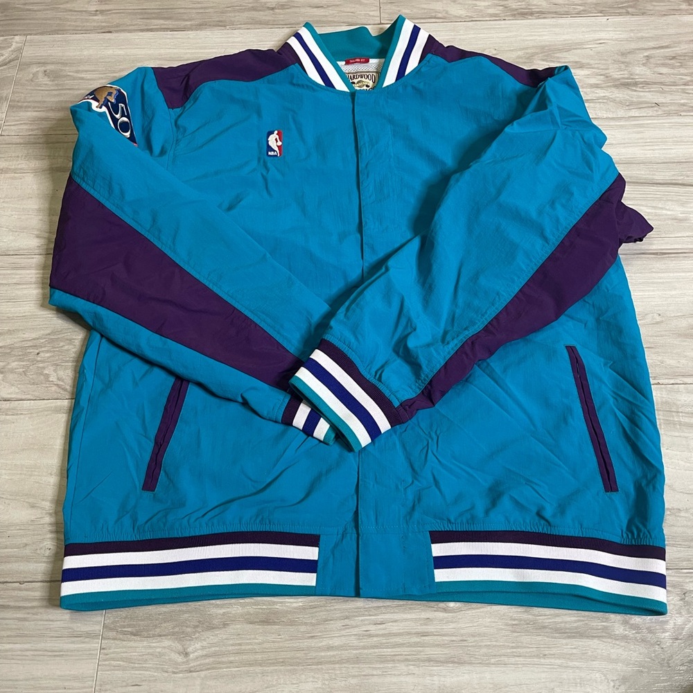Blue‎ and Purple Bomber Jacket with Ribbed Accents